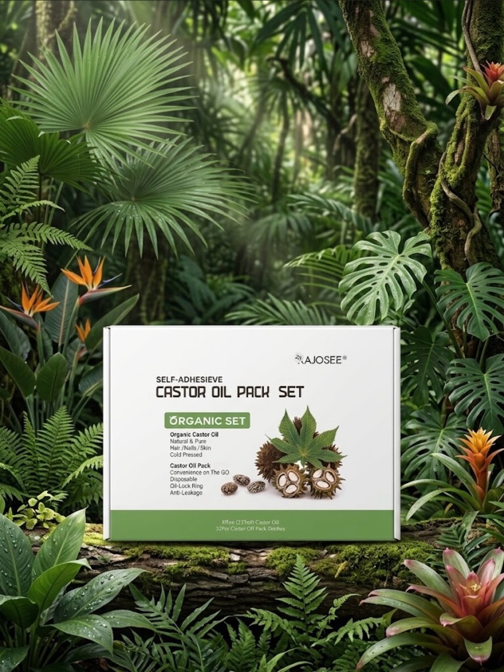 Organic Castor Oil Pack Set ~ castor oil and patches included